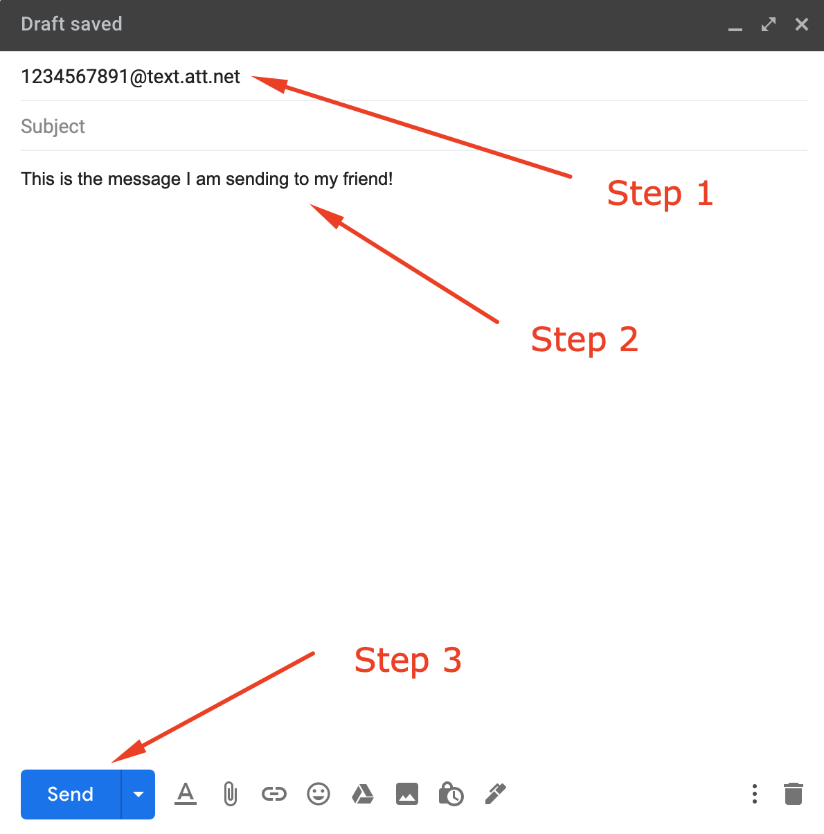 send text via email in three steps