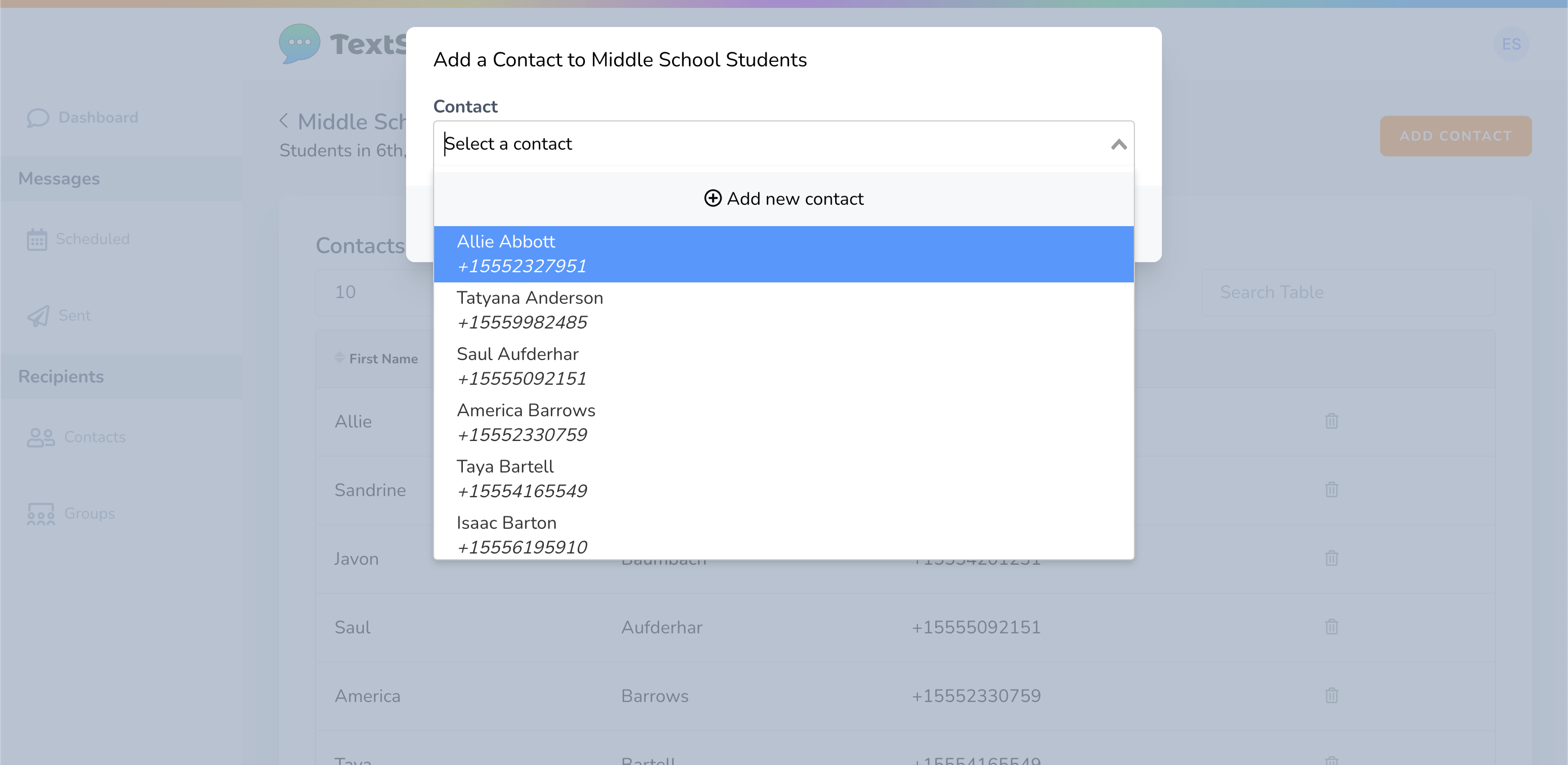 create a group to send mass or bulk texts to