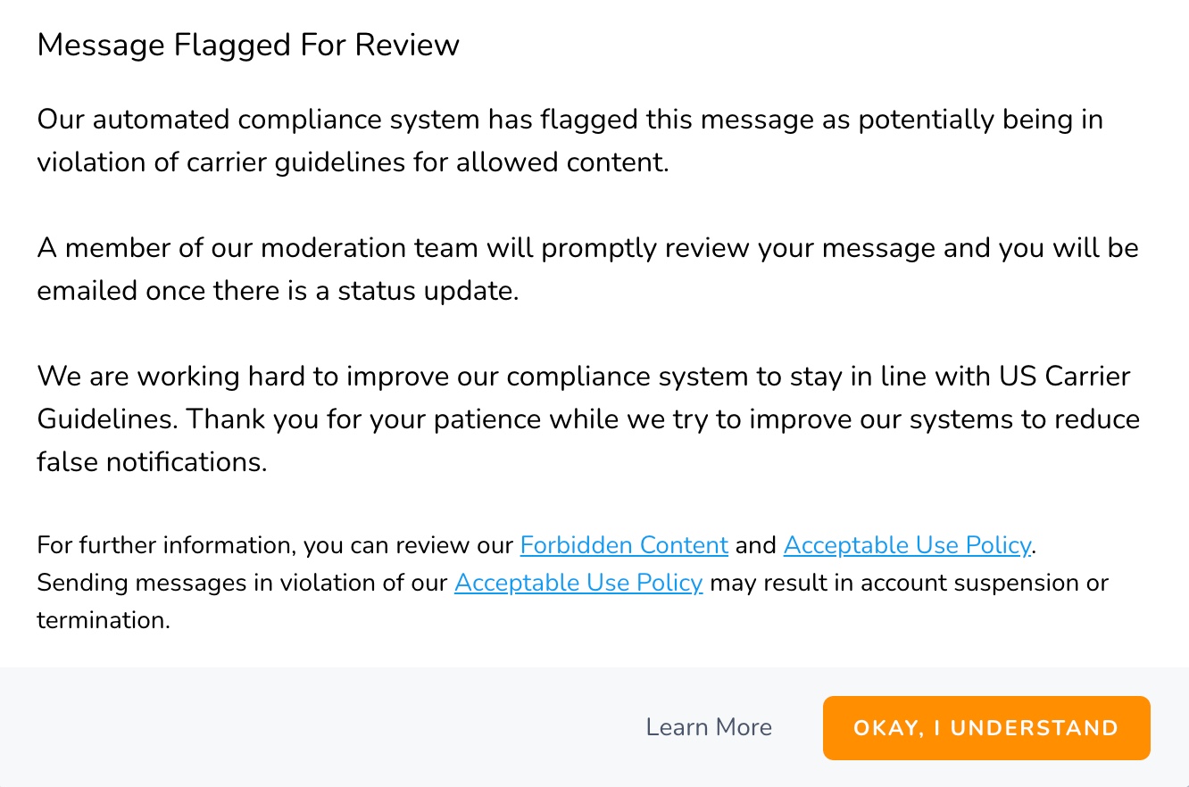 flagged for review modal