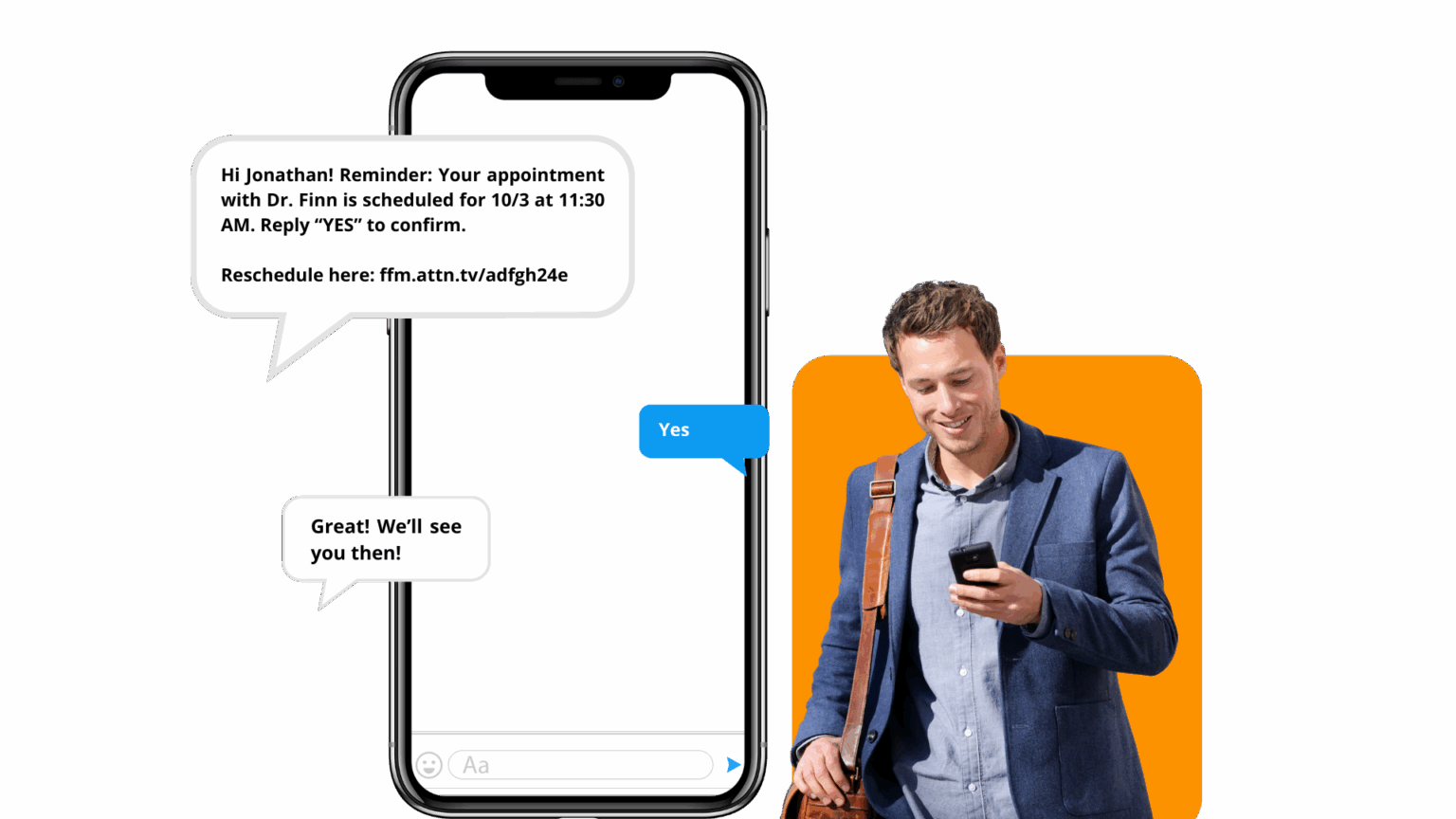 Automated SMS marketing message for a chiropractic appointment